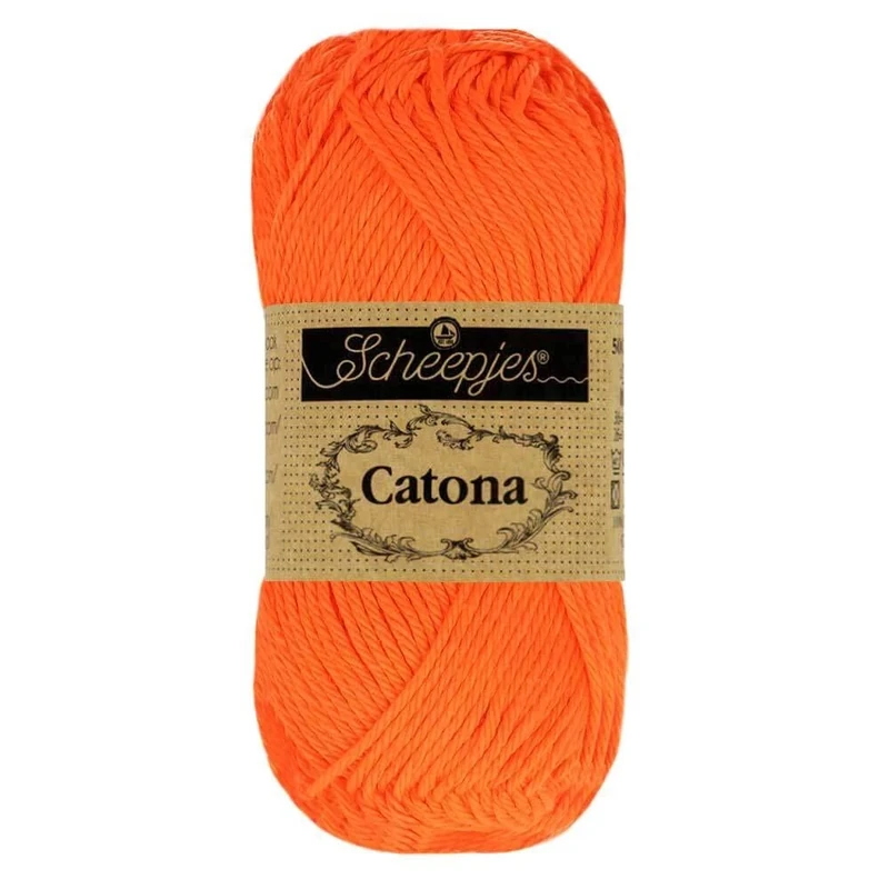 Scheepjes - Scheepjes Catona 603 Neon Orange Yarn - 20x25g