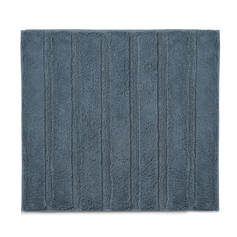 kela Bath Mat Non-Slip 55 x 65 x 1.6 cm Megan Bathroom Rug Blue Washable Recycled Cotton Bath Mat in High/Low Design Smoke Blue
