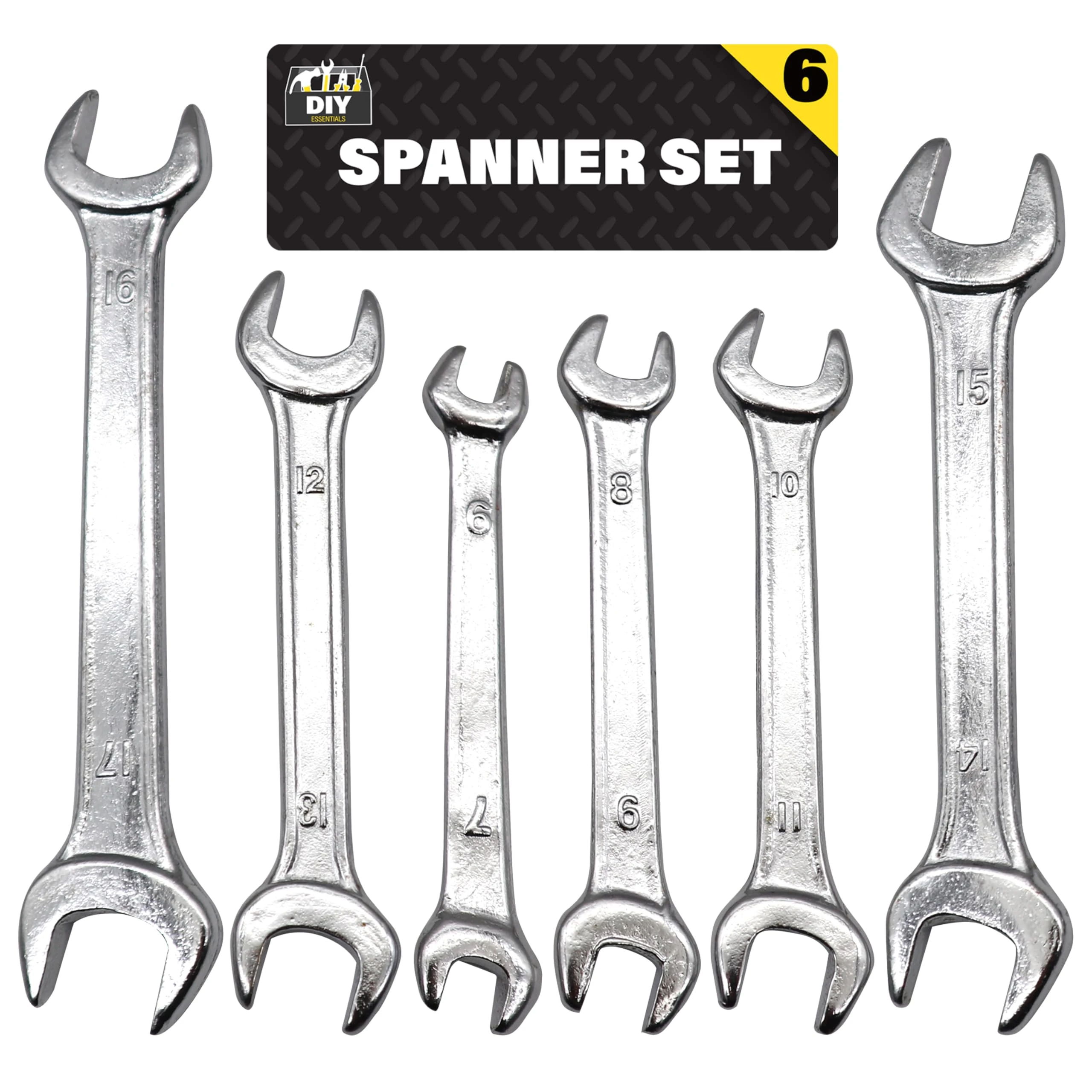 SOL 6pcs Spanner Set - 6-17mm Spanners for DIY Repairs - Including 6mm to 17mm Spanners, Spanner Set for Home and Workshop Use