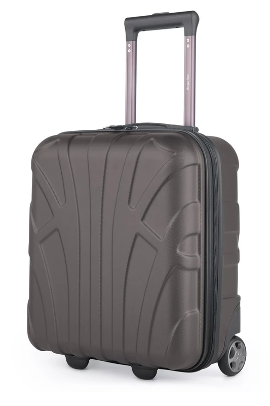 suitline - Small suitcase 45x36x20 cm, Easyjet baggage allowance underseat hand luggage, carry-on luggage trolley light, 30 litres, ABS hard shell, titanium