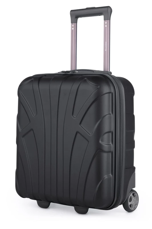 suitline - Small suitcase 45x36x20 cm, Easyjet baggage allowance underseat hand luggage, carry-on luggage trolley light, 30 litres, ABS hard shell, black