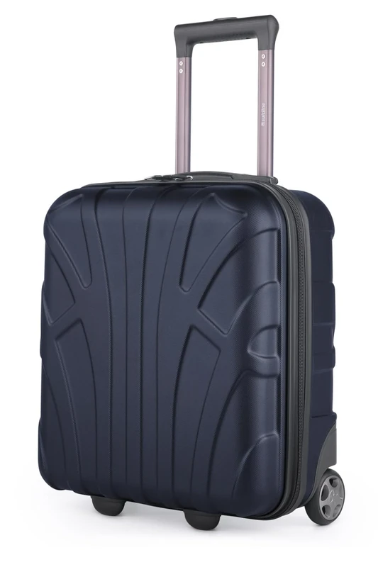 suitline - Small suitcase 45x36x20 cm, Easyjet baggage allowance underseat hand luggage, carry-on luggage trolley light, 30 litres, ABS hard shell, dark blue