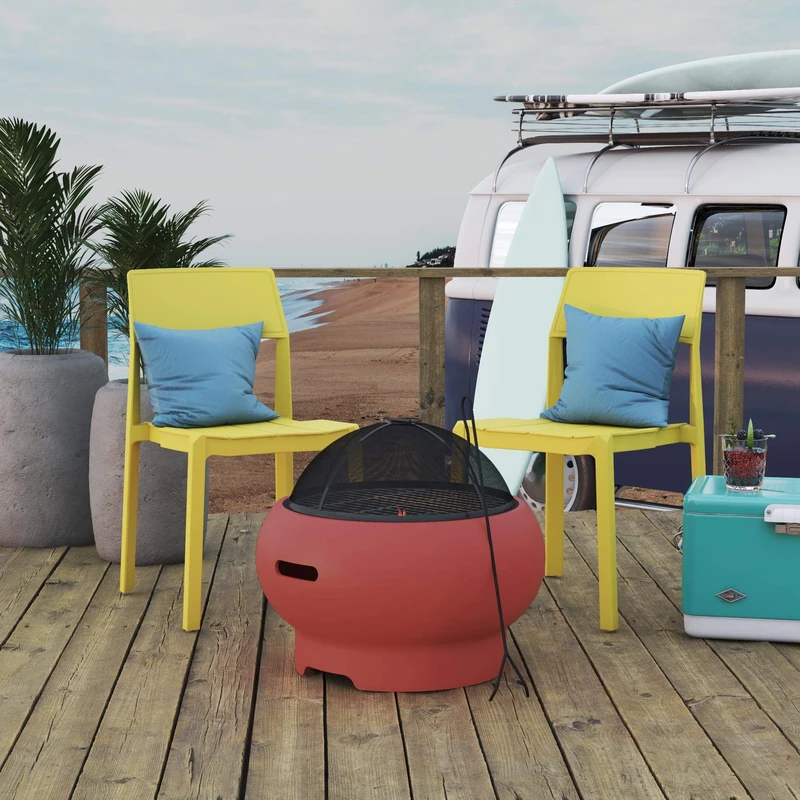 Novogratz Asher 22 Inch Fire Pit Persimmon