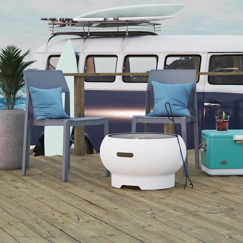 Novogratz Asher 22 Inch Fire Pit Bright White