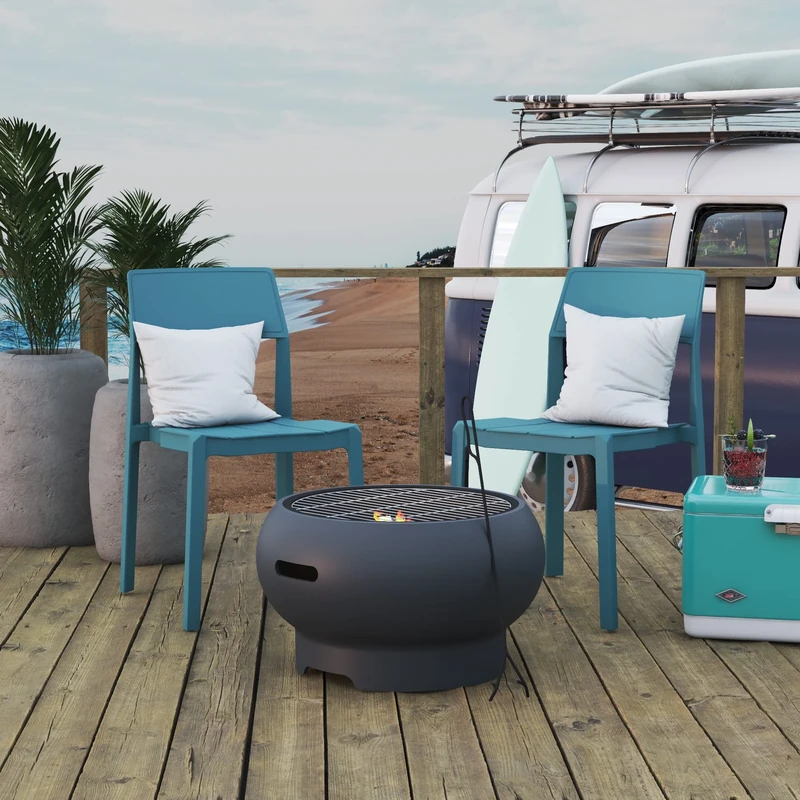 Novogratz Asher 22 Inch Fire Pit Dark Grey