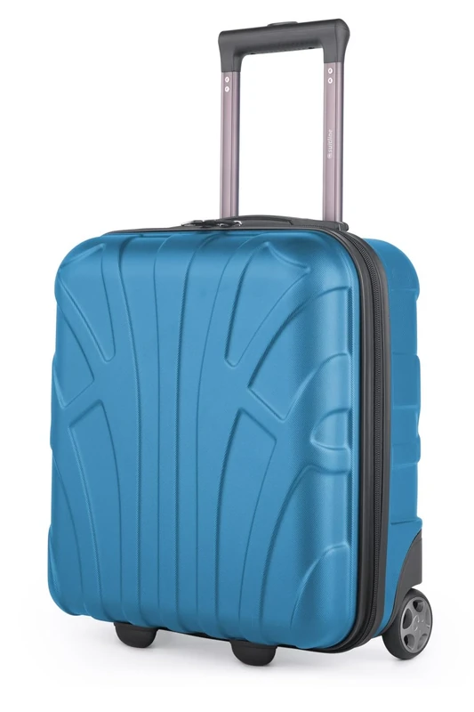 suitline - Small suitcase 45x36x20 cm, Easyjet baggage allowance underseat hand luggage, carry-on trolley light, 30 litres, ABS hard shell, cyan