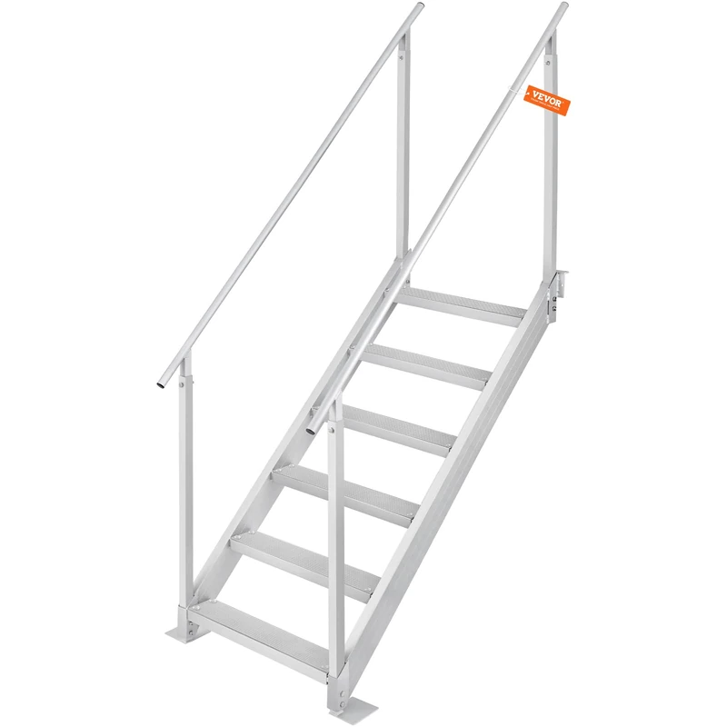 VEVOR 6 Step Swimming Ladder with Two Handrails Boat Ladder 800 x 1850 x 2092 mm Aluminium Alloy Pool Ladder 250 kg Load Capacity 10 cm Pedals Ideal for Ports Boat Swimming Pools