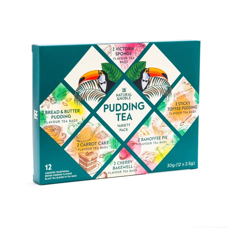 Pudding Flavour Variety Pack | 6 Delicious Flavours (12 bags) including Victoria Sponge, Banoffee, Cherry Bakewell & More | For Tea Lovers