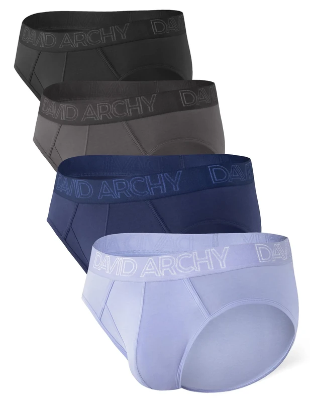 DAVID ARCHY Mens Briefs Bamboo Underwear Silky Smooth Lightweight Breathable Antibacterial Men's Boxer Shorts 3D Pouch Boxers for Men 4 Pack