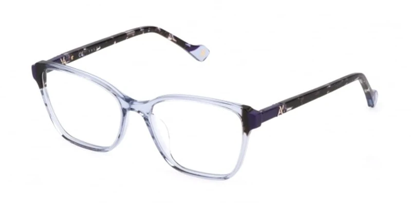 Yalea Women's Gafas De Vista Sunglasses, Shiny transp.azure, 52/16/135