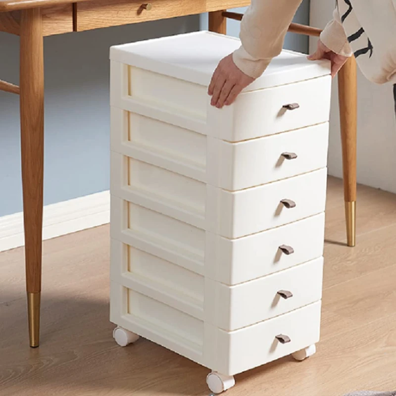BAKAJI Chest of Drawers, White Polypropylene Storage Trolley with Wheels (Trolley 27 x 37.5 x 65H cm) - Image 1