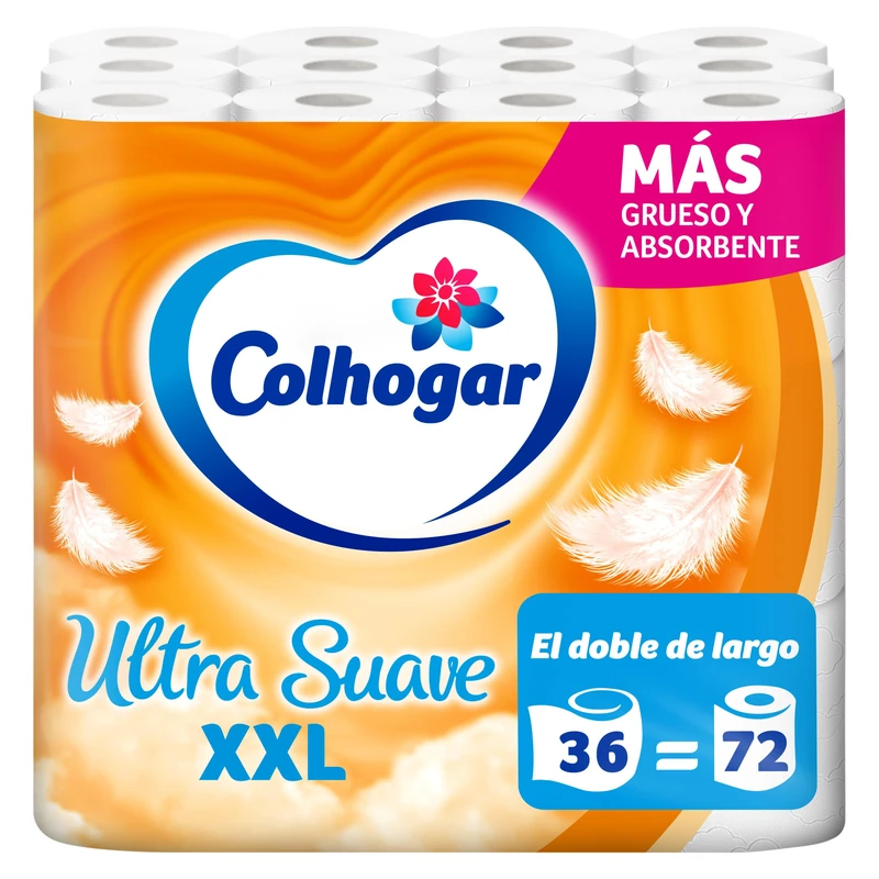 Colhogar Soft XXL 5x12, Soft Toilet Paper, Pack of 60 Extra Large Rolls, 2 Ply Bath Paper, Perfume Free, White
