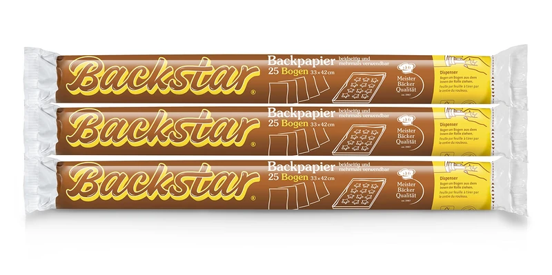 Backstar Baking Paper 3 Rolls of 25 Sheets 33 x 42 cm