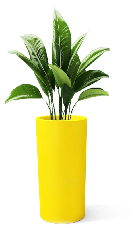 Kloris Pot Holder, Plastic polyethylene PE, Yellow, Altezza 70 cm