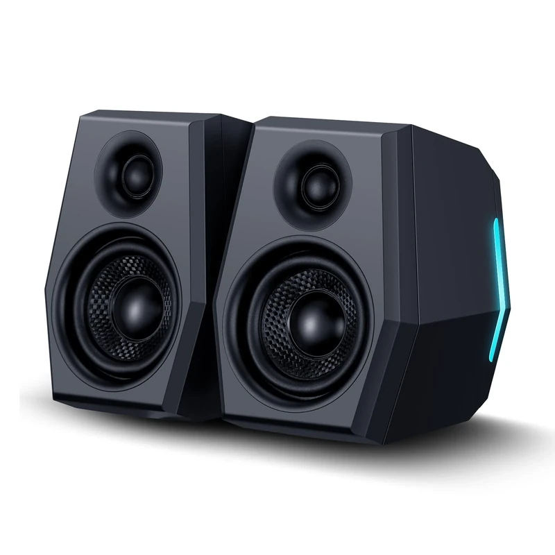 Sanyun SW209 36W Computer Gaming Speakers with 3 EQ Modes (Game/Movie/Music), Dynamic 3D Surround Sound, 24bit DAC USB/AUX/Bluetooth 5.2, RGB Lighting, for PC/Desktop/Monitor/Laptop, Black