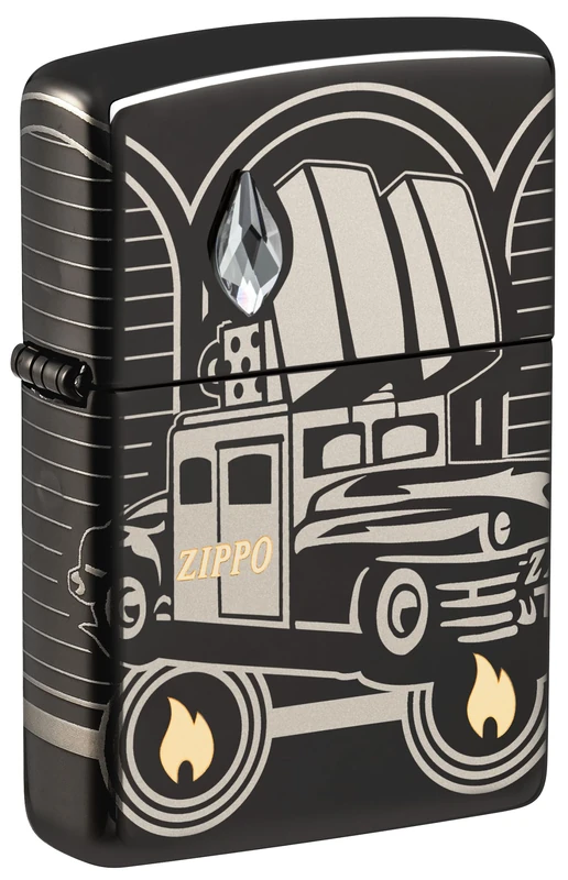 Zippo Windproof Lighter, Collectible Car of the Year 75th Anniversary Design – High Polished Black, Laser, Crystal, 360° – Refillable, Reusable, Windproof Design – Comes in Gift Box – Made in USA - Image 1