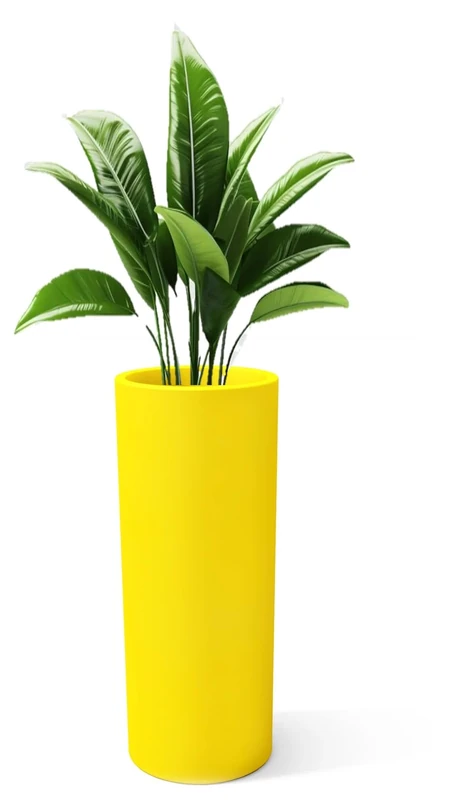 Kloris Pot Holder, Plastic polyethylene PE, Yellow, Altezza 90 cm