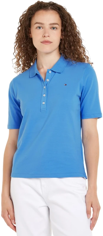 Tommy Hilfiger Women's 1985 Reg Pique Polo Ss Ww0ww37820 S/S Polos, Blue (Blue Spell), XXS