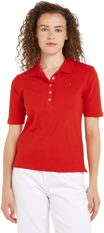 Tommy Hilfiger Women 1985 Reg Pique Polo Ss S/S Polos, Red, S