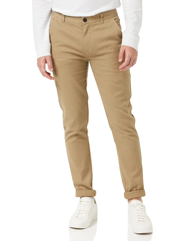 Farah - Men's Chinos, Endmore Twill Chinos with Stretch, Skinny Fit, Casual Trousers, Beige, 32W 34L