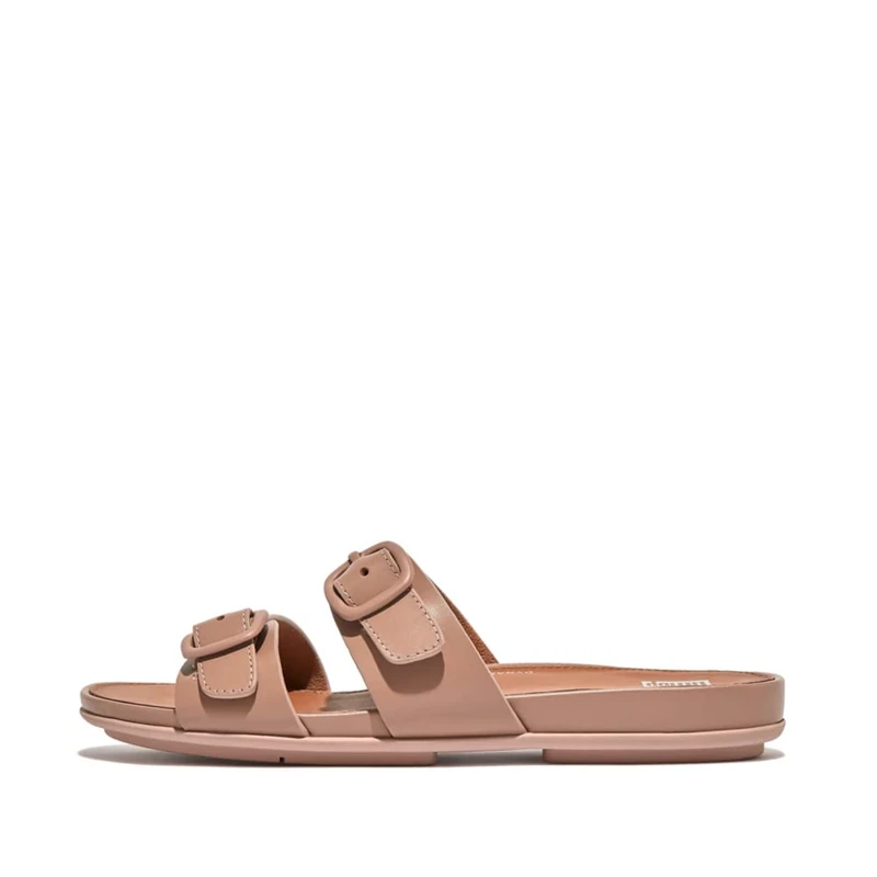 Fitflop GRACIE RUBBER-BUCKLE TWO-BAR LEATHER SLIDES