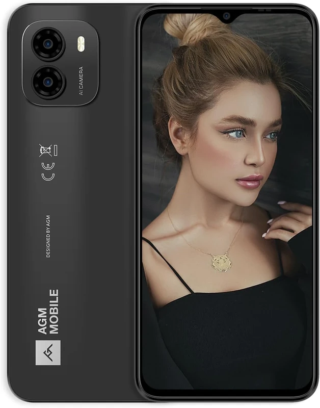 AGM NOTE N1 Smartphone Unlocked, Android 13 Phone, 8 GB + 128 GB, Dual 50 MP Camera + 2 MP Micro Camera, 6.52" HD+, 4900 mAh Battery, 4G Dual SIM Phone, Face ID/Fingerprint/OTG/GPS Grey