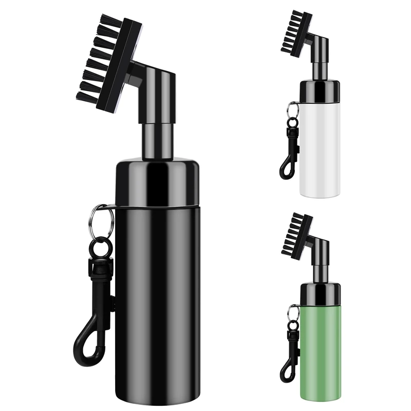 FUZVOL Golf Club Brush Groove Cleaner with Built-in Water Spray and Hook, Groove Cleaning Brush for Golf Ball Club, Black