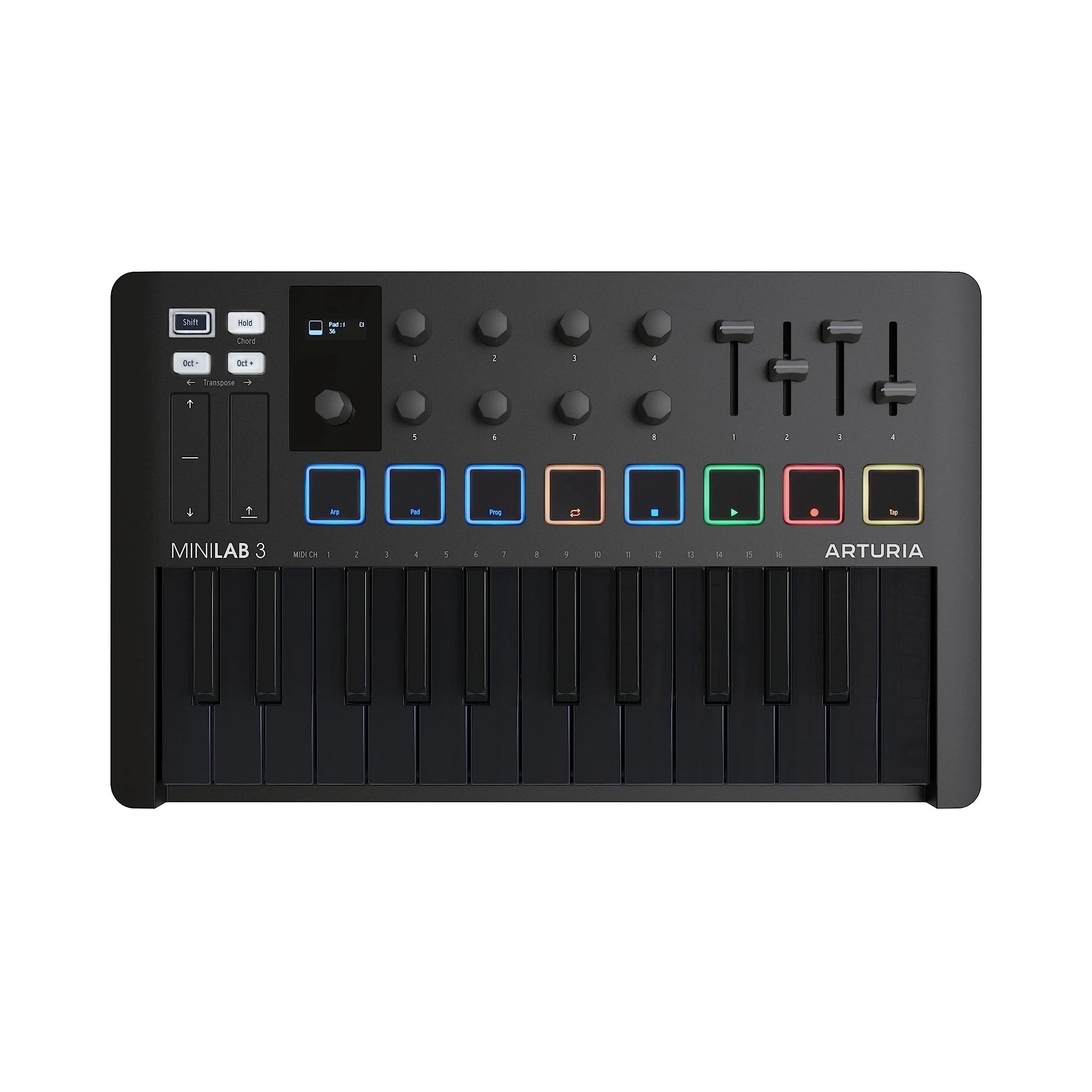 MiniLab 3 Deep Black, Arturia 25 Key MIDI Controller Plug and Play