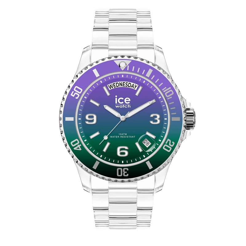 ICE-WATCH - ICE Clear Sunset Purple Green - Women's Wristwatch with Clear Plastic Strap - 021433 (Medium)