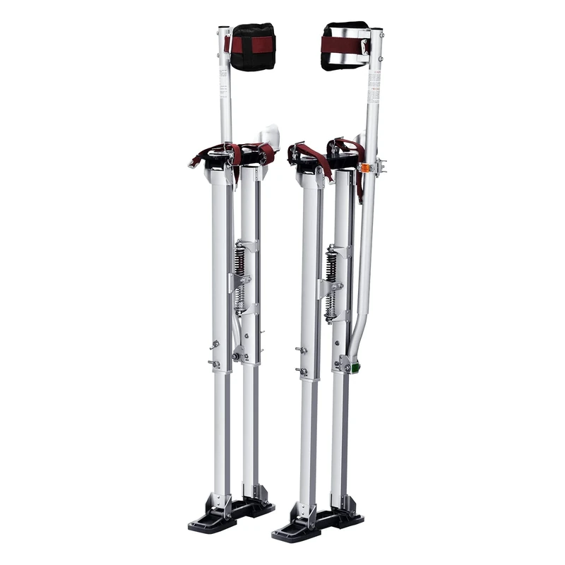 VEVOR Drywall Stilts, 36''-50'' Adjustable Aluminum Tool Stilts with Protective Knee Pads, Durable and Non-slip Work Stilts for Sheetrock Painting, Walking, Taping, Silver
