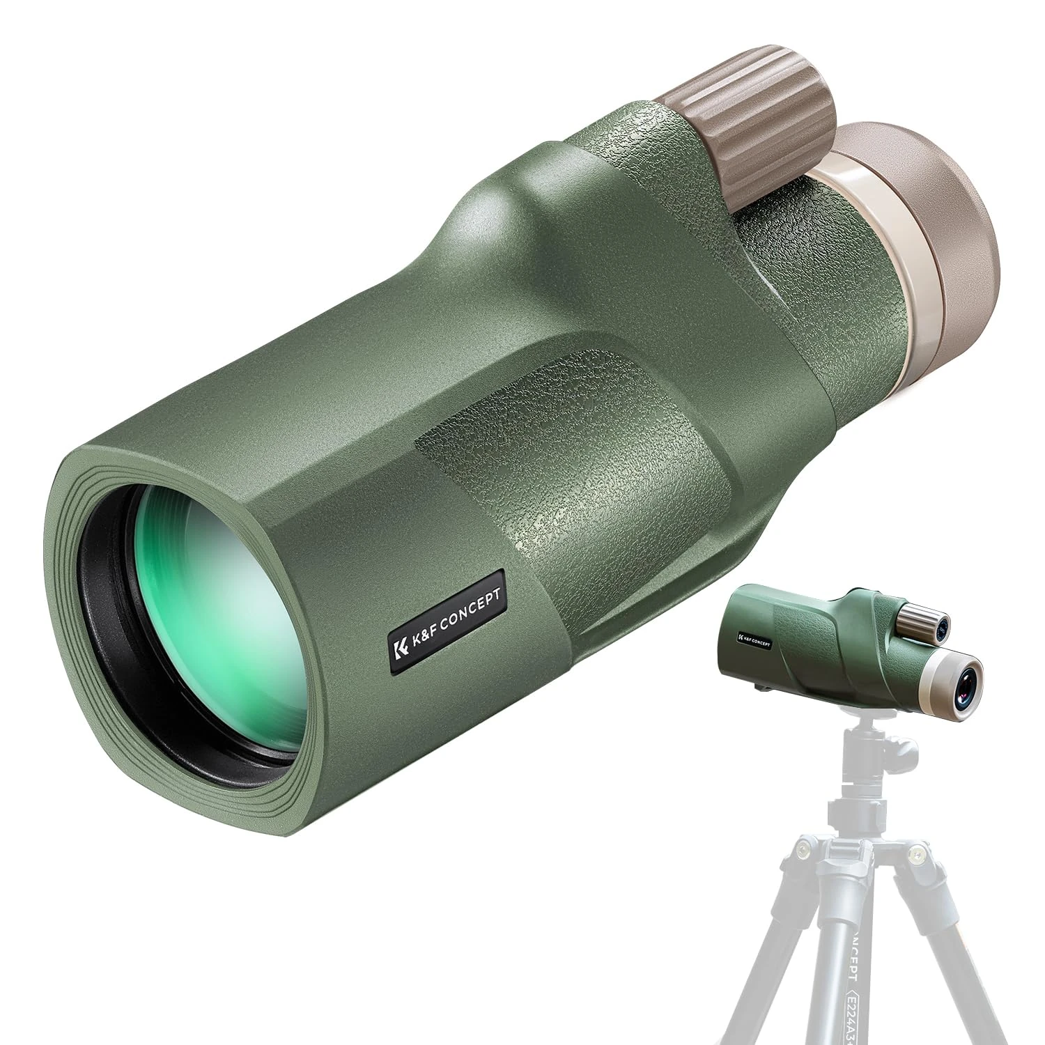 K&F CONCEPT 12X50 IP68 Waterproof HD Monocular，Monoculars Telescope for Adults with BAK4 Prism & FMC Len for Bird Watching Hiking Hunting Camping Travelling, Green