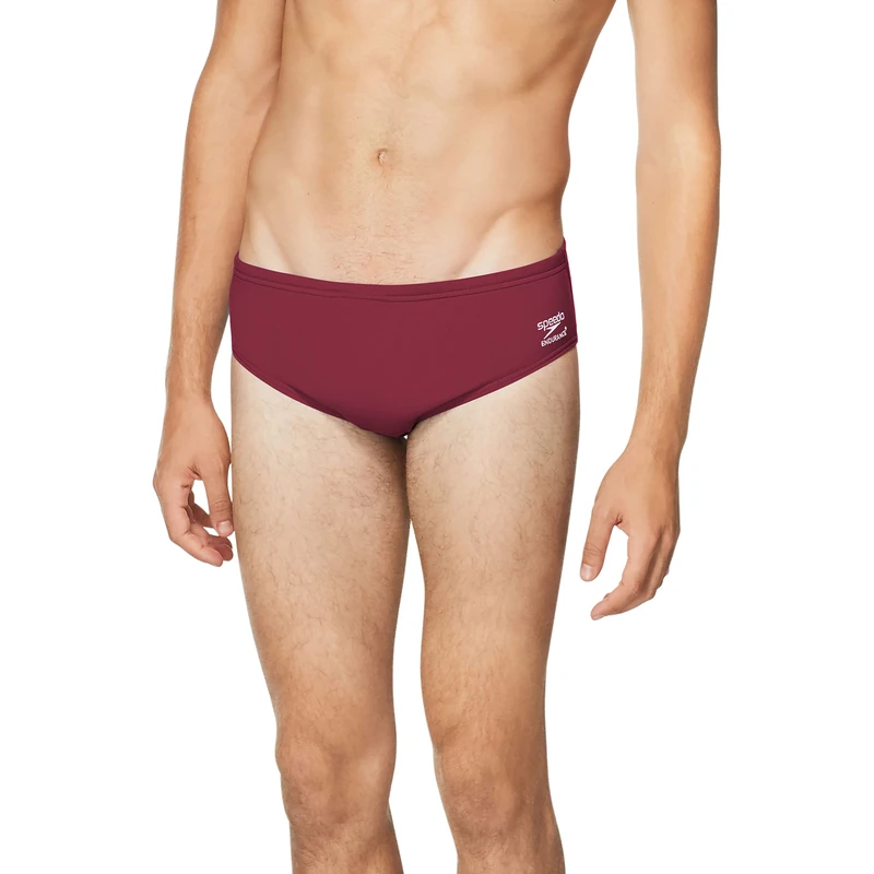 Speedo Mens Swimsuit Brief Endurance+ Solid Adult, Team Maroon, 32