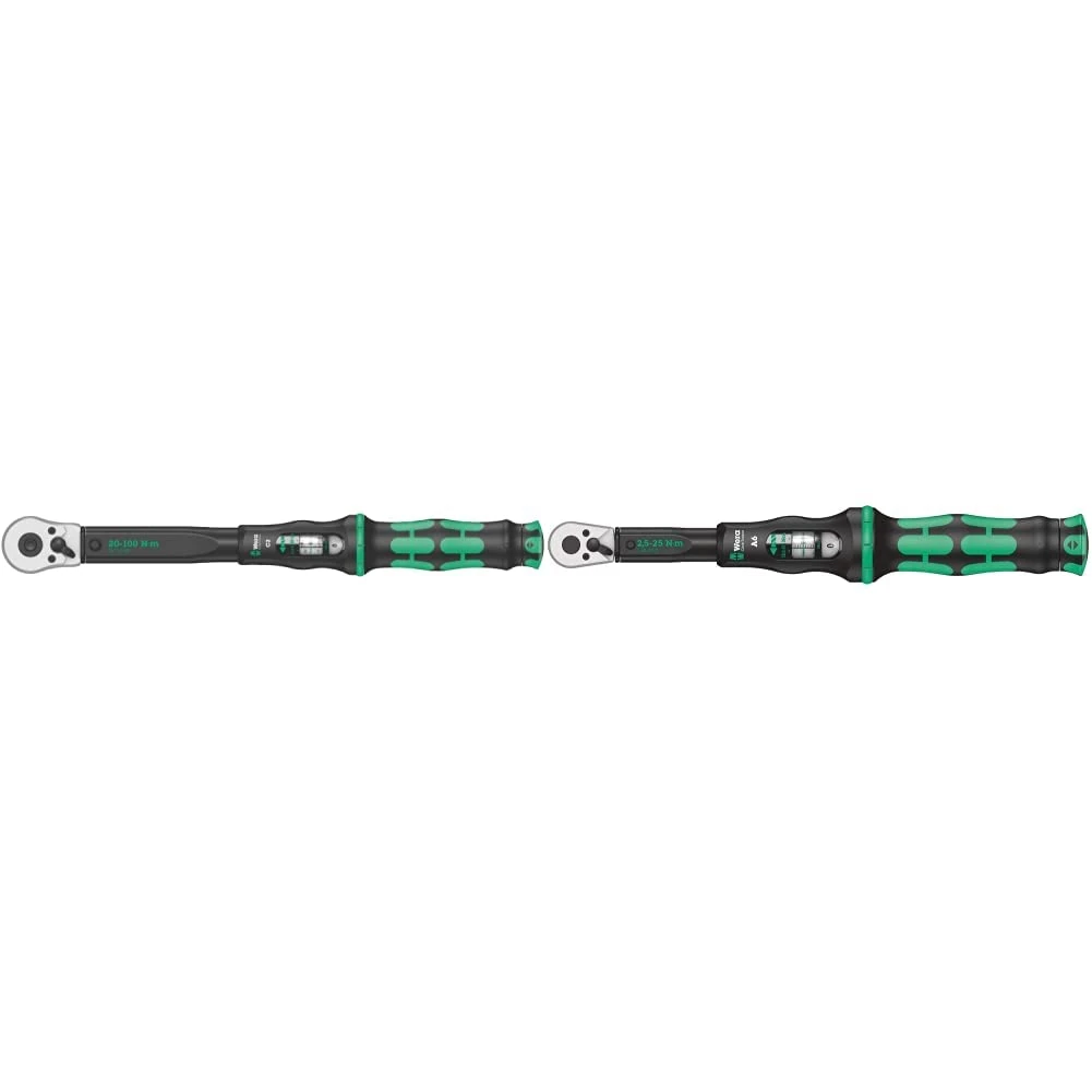 Wera Click Torque C 2 & A 6 Adjustable Torque Wrenches, 1/2" & 1/4" Drive, 20-100 & 2.5-25 Nm