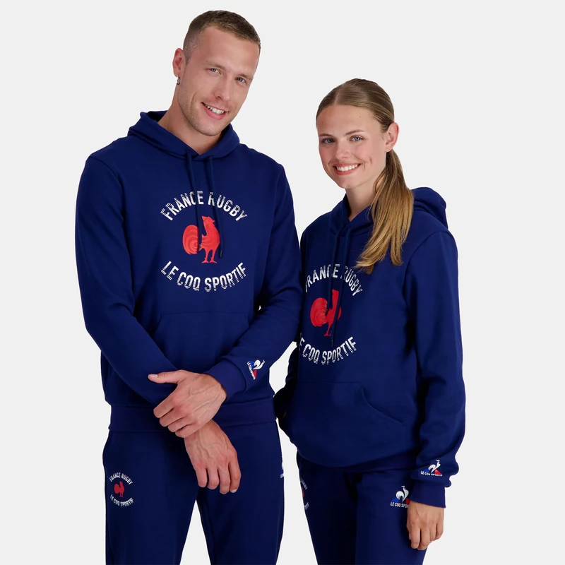 Le Coq Sportif Ffr Fanwear Hoody N°1 M Bleu FR Intense Unisex Hooded Sweatshirt