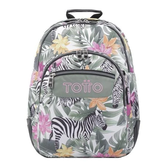 TOTTO Tropical Zebra School Backpack - Crayoles STANDARD SIZE