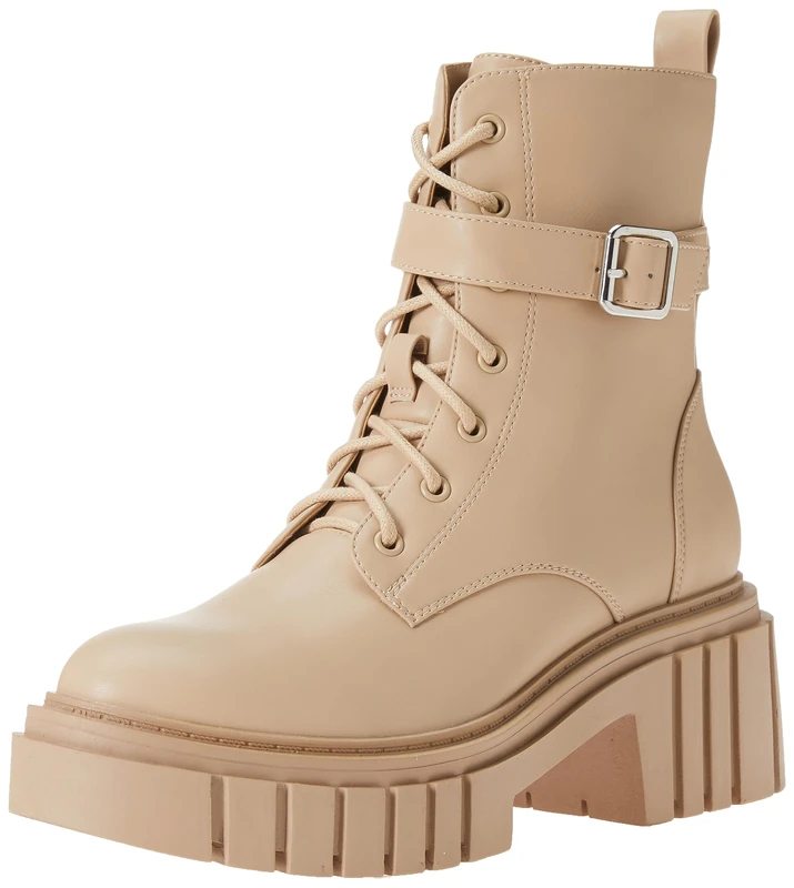 The Drop Women's Koi Lace-Up Platform Combat Boots, Sand, 5.5