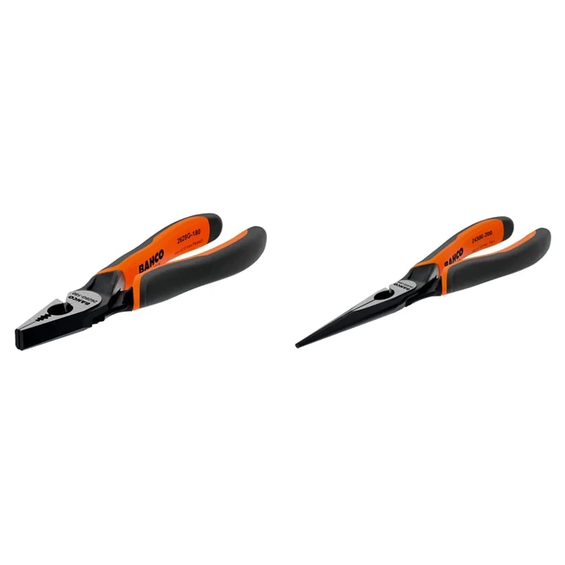 Bahco 2628G-180 Combination Pliers 180MM & 2430G-160 Long Nose Plier 160MM