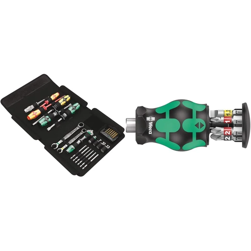 Wera Kraftform Kompakt SH 1 Plumbkit, 25pc, 05135927001 & Kraftform Kompakt Stubby Magazine 2, 6 Pieces, 05008874001
