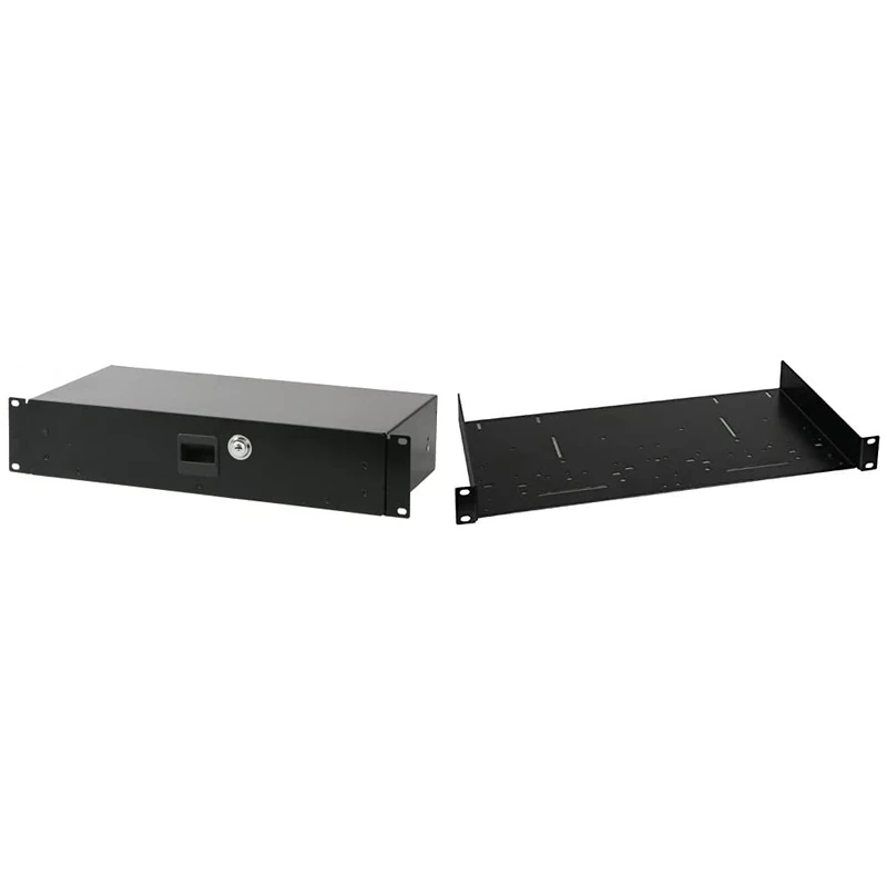 Pulse RD2S 19 Inches Locking Rack Drawer, 2U Short & RKSU-1U 1U Universal 19 Inches Rack Shelf