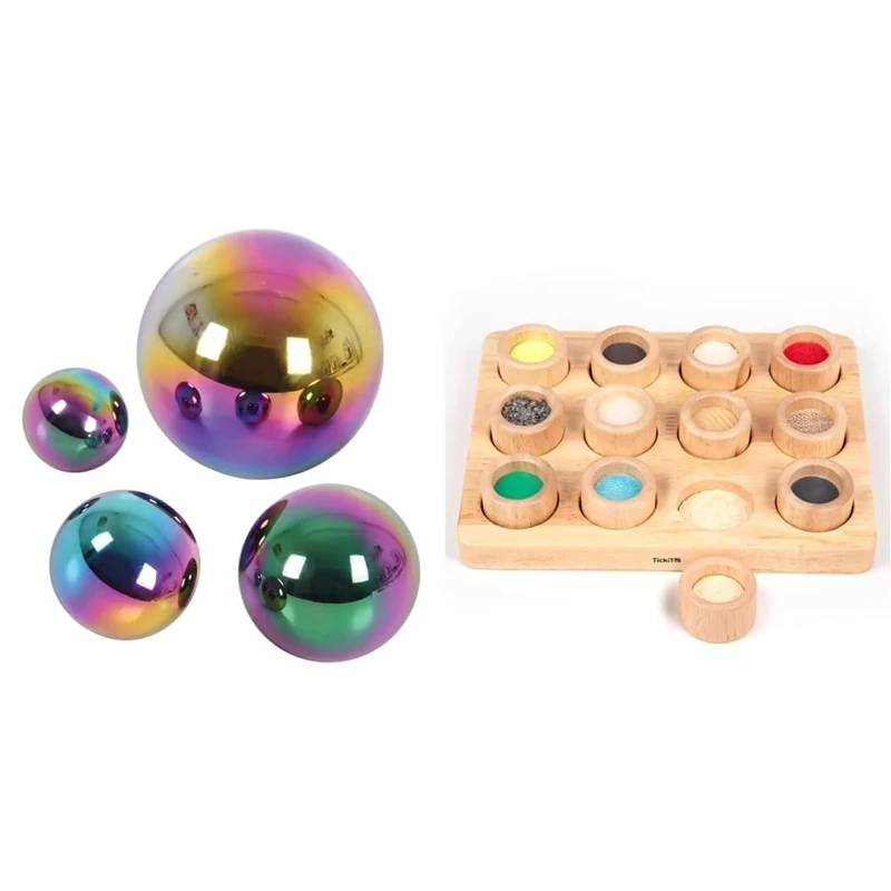 TickiT 72221 Sensory Reflective Colour Burst Balls Set of 4 & 72101 Touch and Match Board