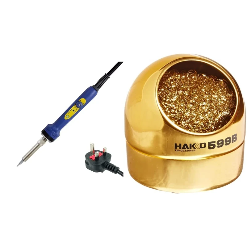 Hakko FX601-17 Soldering Iron Dial Temperature Control 230V UK & 599B Solder Tip Cleaning Wire Brass with Pot 599B-02