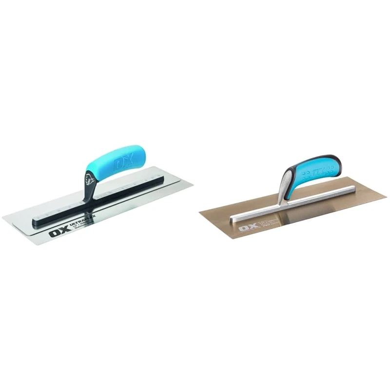 OX Pro UltraFlex Finishing Trowel 14in / 355 x 110 mm & Stainless Steel Plasterers Trowel - 127 X 356mm