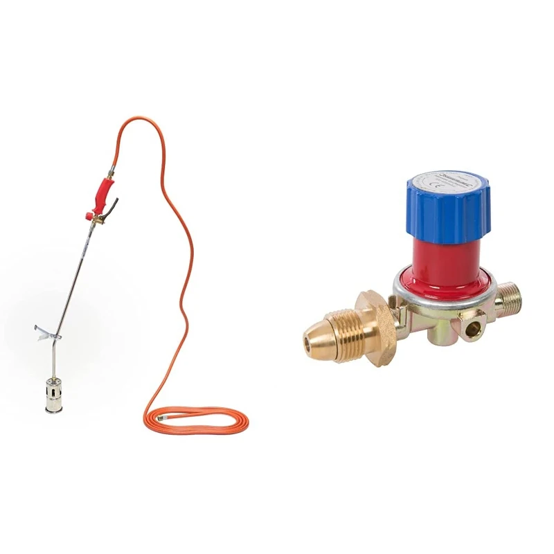 Rothenberger 30954 Roofers Propane Torch Kit with 5m Hose, Multi-Colour & Silverline 196559 Adjustable Propane Gas Regulator 500-4000mbar