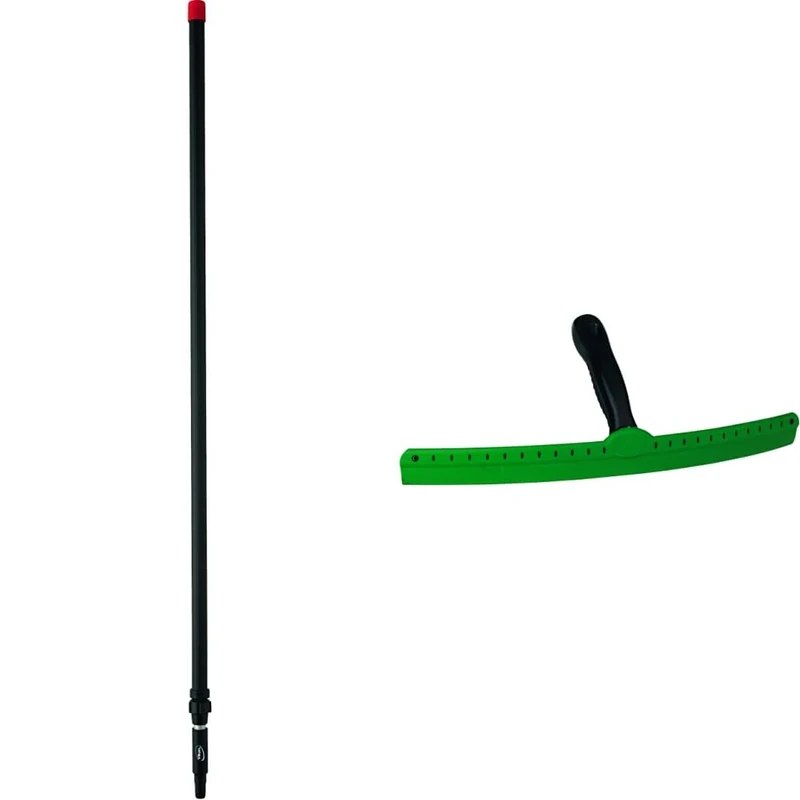 Vikan 297552 Aluminium Telescopic Handle, Black, 32 mm Diameter, 1575 mm Length, 278 x 3.2 x 3.2 cm & Wipe-N-Shine, 450 mm, Green 707952