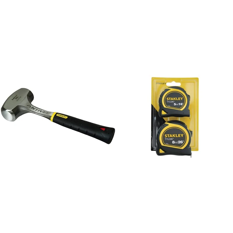 Stanley 1-56-001 Fatmax Anti Vibe Lump/Club Hammer 3lb - STA156001 & STA998985 Pocket Tapes, 5m/16ft & 8m/26ft