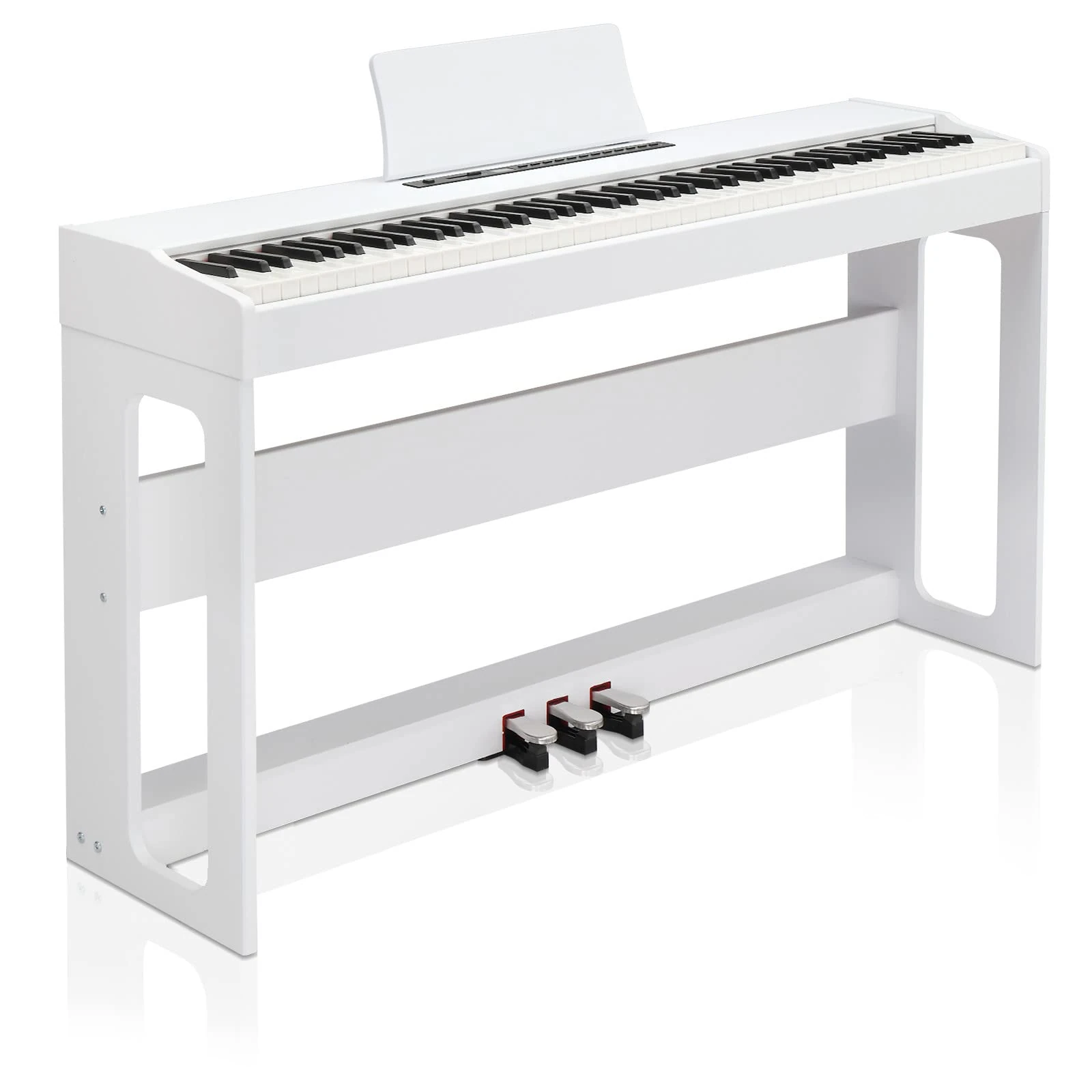 LALAHO Digital Piano 88-Key Weighted Action Electric Piano with 3-Pedal Unit, Double Bluetooth, Split/Touch/Transpose Control Functions(White)