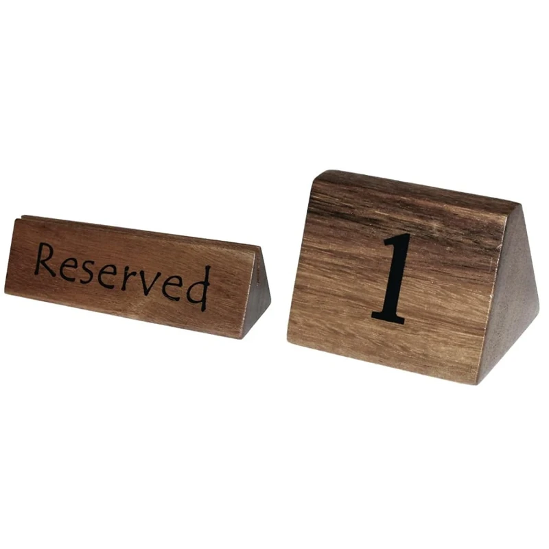Wooden Reserved Sign/Menu Holder Gripper Cafe Restaurant Tableware 10pc & Wooden Table Number Signs Nos 1-10 Decoration Restaurant Wood Innovative 10pc