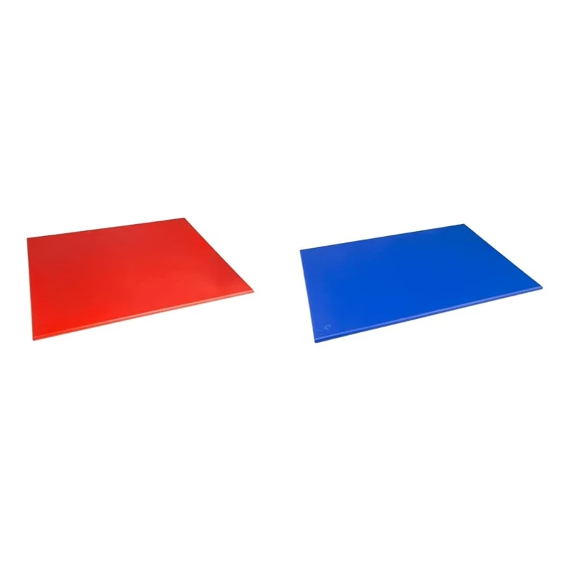 Hygiplas Large High Density Red Chopping Board for Raw Meat - 60x45cm & Large High Density Blue Chopping Board for Raw Fish - 60x45cm