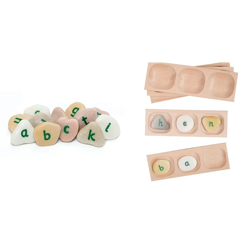 Yellow Door YD-10 Lowercase Alphabet Pebbles & 3-Pebble Word-Building Tray