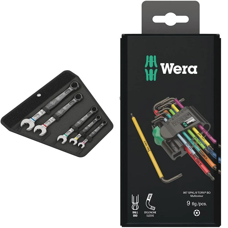 Wera Compatible 6003 Joker 5 Set 1 | Ringmaulschlüssel-Satz & 967SPKL/9BO Multicolour TX-key set, TX8 - TX40, 9pc, 05073599001